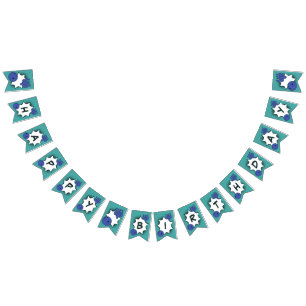 Blauwgroene Happy Birthday Bowling Party Vlaggetjes