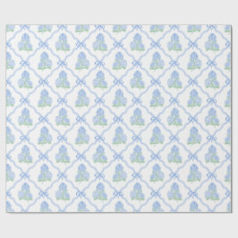 Blauwgroene hortensia's met een preppy uitstraling cadeaupapier