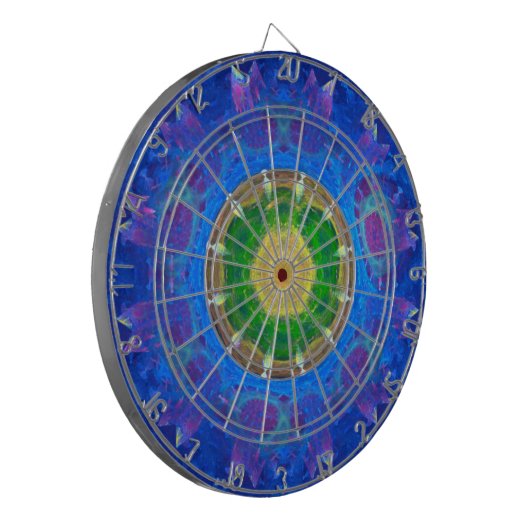 Blauwgroene kleurstof dartbord (Voorkant Links)