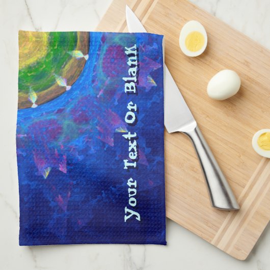 Blauwgroene kleurstof theedoek (Quarter Fold)