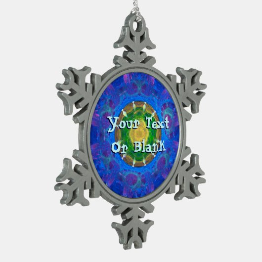 Blauwgroene kleurstof tin sneeuwvlok ornament (Links)