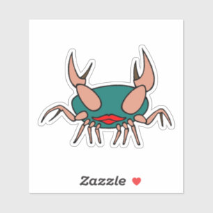 Blauwgroene krab met lippen sticker