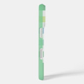Blauwgroene Limoen pastel gingham patroon monogram Case-Mate iPhone Case (Achterkant / Rechts)