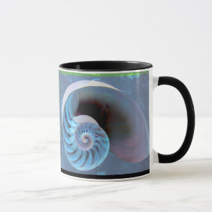 Blauwgroene Nautilus Spiral Mok