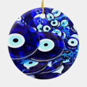 Blauwgroene ogen keramisch ornament (Achterkant)