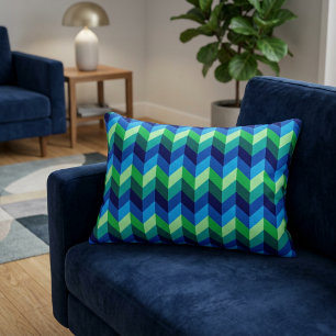 Blauwgroene Ombre Chevrons Accentkussen Accent Kussen