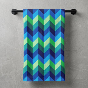 Blauwgroene Ombre Chevrons Badhanddoek