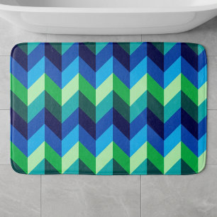 Blauwgroene Ombre Chevrons Grote Badmat
