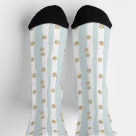 Blauwgroene ontwerp met gouden glitters sokken