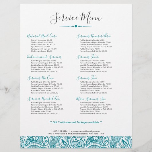 Blauwgroene Paisley Lace Flyer (Voorkant)