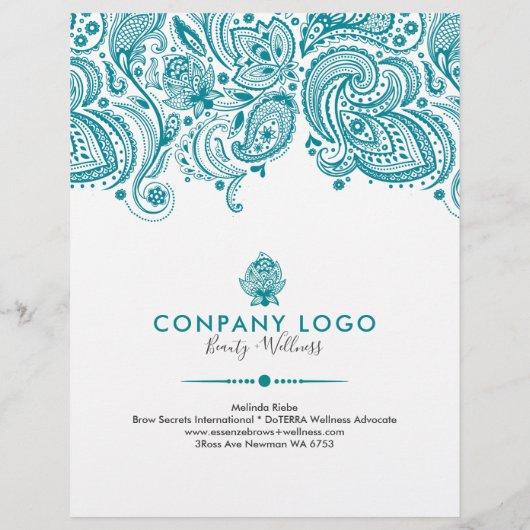 Blauwgroene Paisley Lace Flyer (Achterkant)