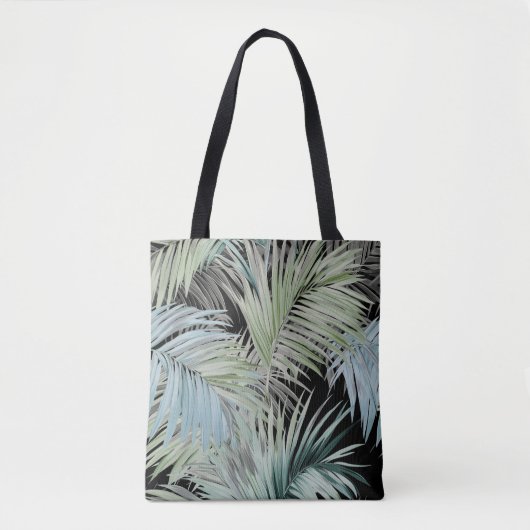 Blauwgroene palmbladeren Canvas tas (Voorkant)