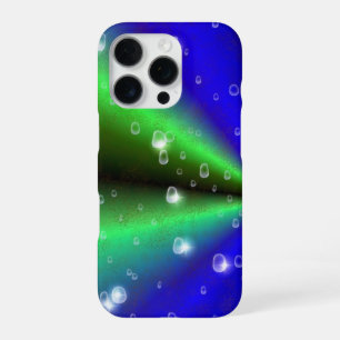Blauwgroene regenboog in olifantshuid leer optiek iPhone 16 pro hoesje