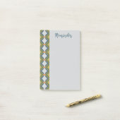 Blauwgroene Retro Post-it® Notes (Op bureau)