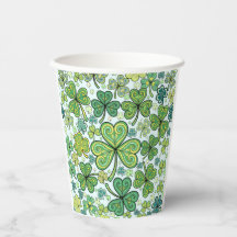 Blauwgroene Shamrock Klaver Papieren Bekers