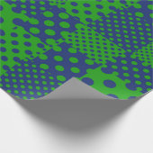 Blauwgroene Stippen Patchwork  Cadeaupapier (Hoek)