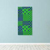Blauwgroene Stippen Patchwork  Canvas Afdruk (Insitu (Houten vloer))