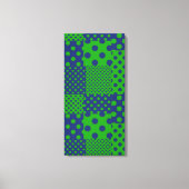 Blauwgroene Stippen Patchwork  Canvas Afdruk (Voorkant)