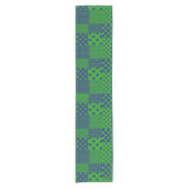 Blauwgroene Stippen Patchwork Korte Tafelloper (Voorkant)