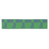 Blauwgroene Stippen Patchwork Korte Tafelloper (Horizontaal)
