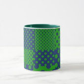 Blauwgroene Stippen Patchwork  Mok (Midden)