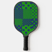 Blauwgroene Stippen Patchwork  Pickleball Paddle (Achterkant)