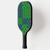Blauwgroene Stippen Patchwork  Pickleball Paddle (Links)