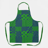 Blauwgroene Stippen Patchwork  Schort (Voorkant)