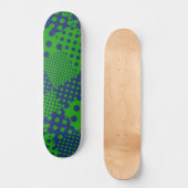 Blauwgroene Stippen Patchwork  Skateboard (Voorkant)