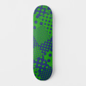 Blauwgroene Stippen Patchwork  Skateboard (Voorkant)