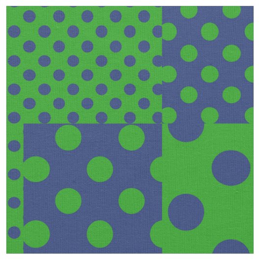 Blauwgroene Stippen Patchwork Stof (Close Up)