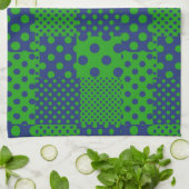 Blauwgroene Stippen Patchwork Theedoek (Gevouwen)