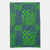 Blauwgroene Stippen Patchwork Theedoek (Verticaal)