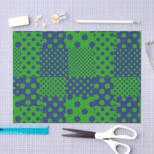 Blauwgroene Stippen Patchwork  Tissuepapier