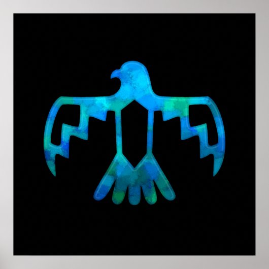 Blauwgroene Thunderbird Poster (Voorkant)