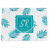 Blauwgroene tropische bladeren patroon groot cadeauzakje (Voorkant)