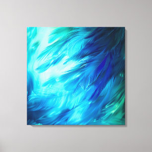 Blauwgroene Veer Abstract Canvas Afdruk