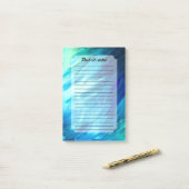 Blauwgroene Veer Abstract Post-it® Notes (Op bureau)
