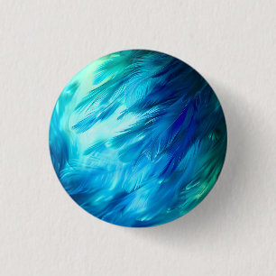 Blauwgroene Veer Abstract Ronde Button 3,2 Cm