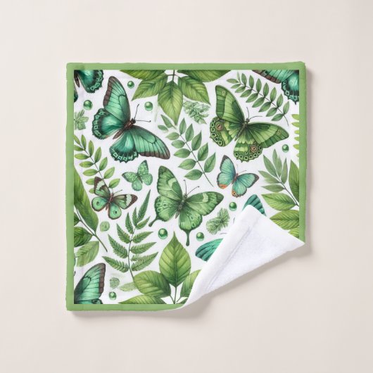 Blauwgroene vlinders bad handdoek (Wasdoekje)