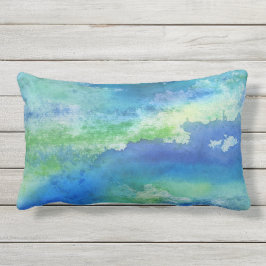 Blauwgroene Waterverf Splash Lumbar Pillow Buitenkussen