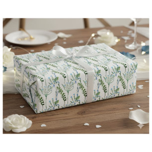 Blauwgroene waterverf wilde bloem cadeaupapier