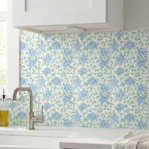 Blauwgroene waterverf wilde bloem tegeltje