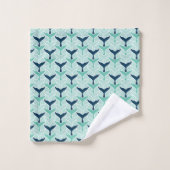 Blauwgroene witte walvisstaart of zeemierstaart bad handdoek (Wasdoekje)