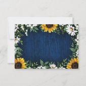 Blauwgroene Zonnebloem Rustieke Trouw RSVP Kaarten (Achterkant)