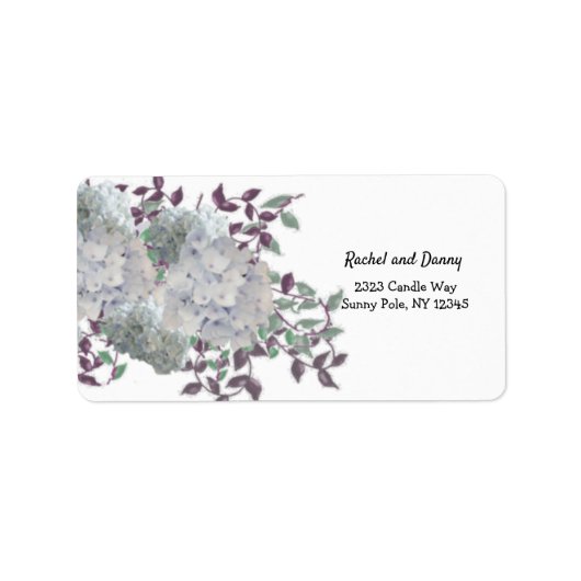 Blauwige Hydrangea Bloemen Adreslabel Rustic Stijl Etiket (Voorkant)