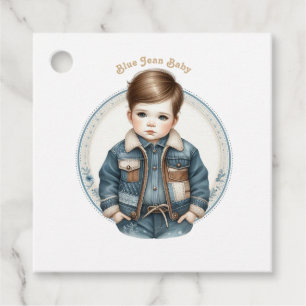 Blauwige Spijkerbaby Ruw Spijkerstof Babyfeestje Bedankjes Labels