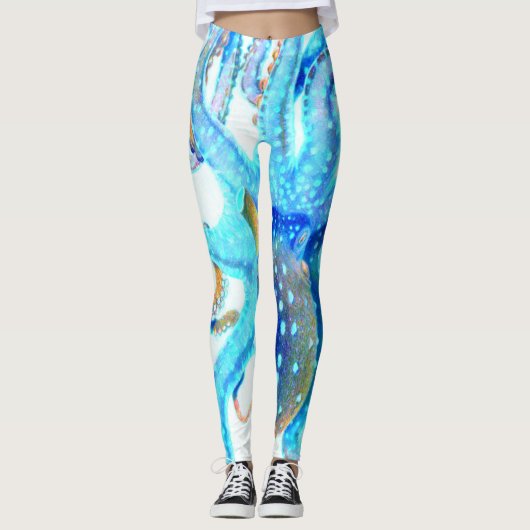 Blauwkleurige octopus leggings (Voorkant)