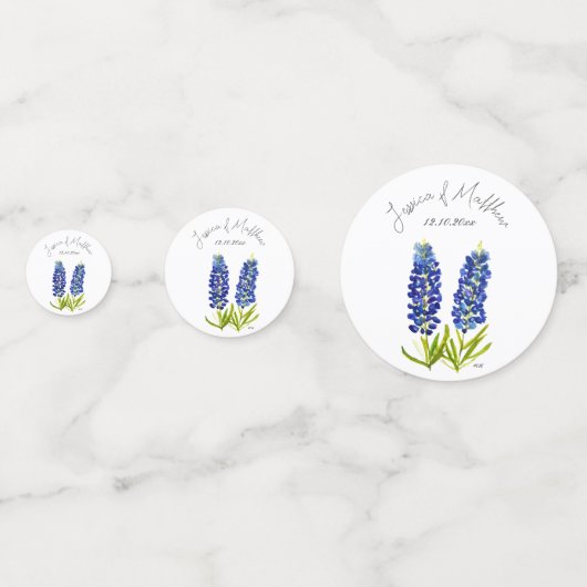 Blauwkussens Blauwe bloemenbruiloft Waterverf Brui Confetti (Voorkanten)