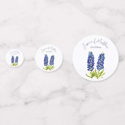 Blauwkussens Blauwe bloemenbruiloft Waterverf Brui Confetti (Achterkanten)